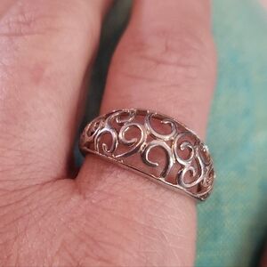 925 open scroll work ring sz 10 signed